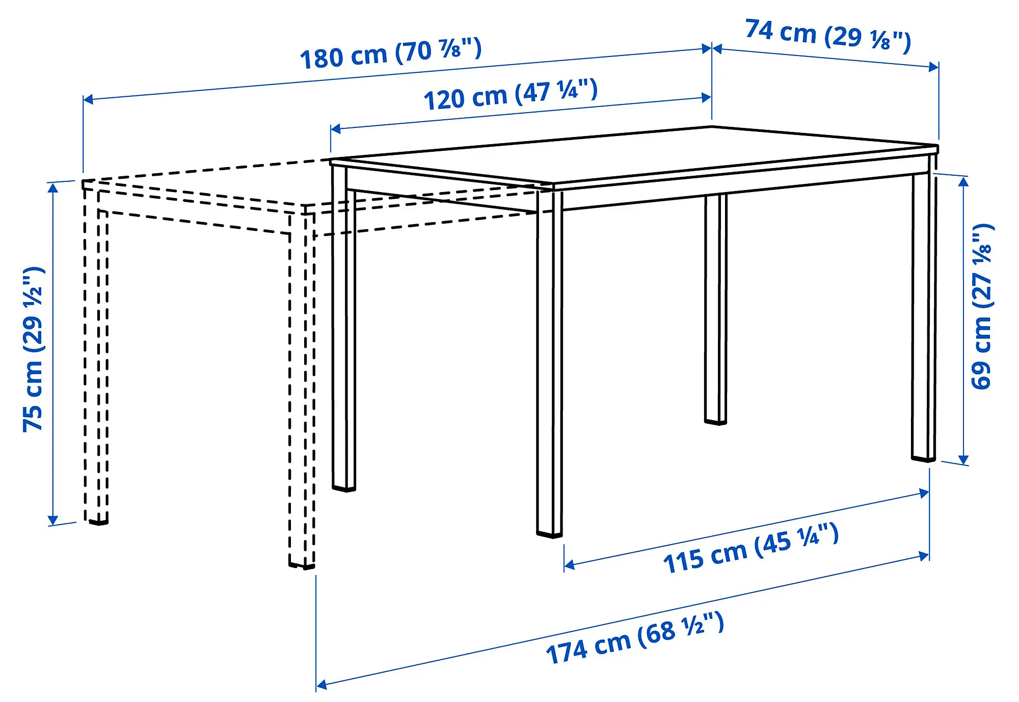 Set masa scaune Ikea Vihals/Tibbleby 120/180x74 1+4 (Alb/Bej-gri)