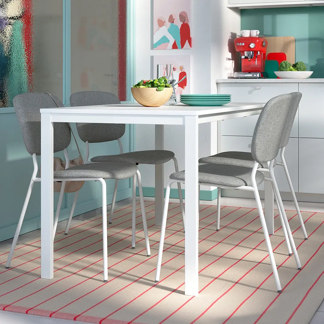 Set masa scaune Ikea Vihals/Tibbleby 125x74 1+4 (Alb/Bej-gri)