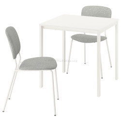Set masa scaune Ikea Vihals/Tibbleby 74x74 1+2 (Alb/Bej-gri)