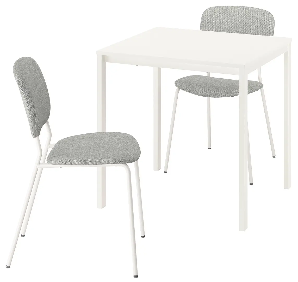 Обеденный набор Ikea Vihals/Tibbleby 74x74 1+2 (Белый/Серо-бежевый)