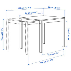 Set masa scaune Ikea Vihals/Tibbleby 84/120x74 1+2 (Alb/Bej-gri) Thumb
