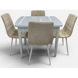 Set de sufragerie Magnusplus DT A56 70x90/120cm + DC 6401 Velour №4 1+4 (White/Ivory) Thumb