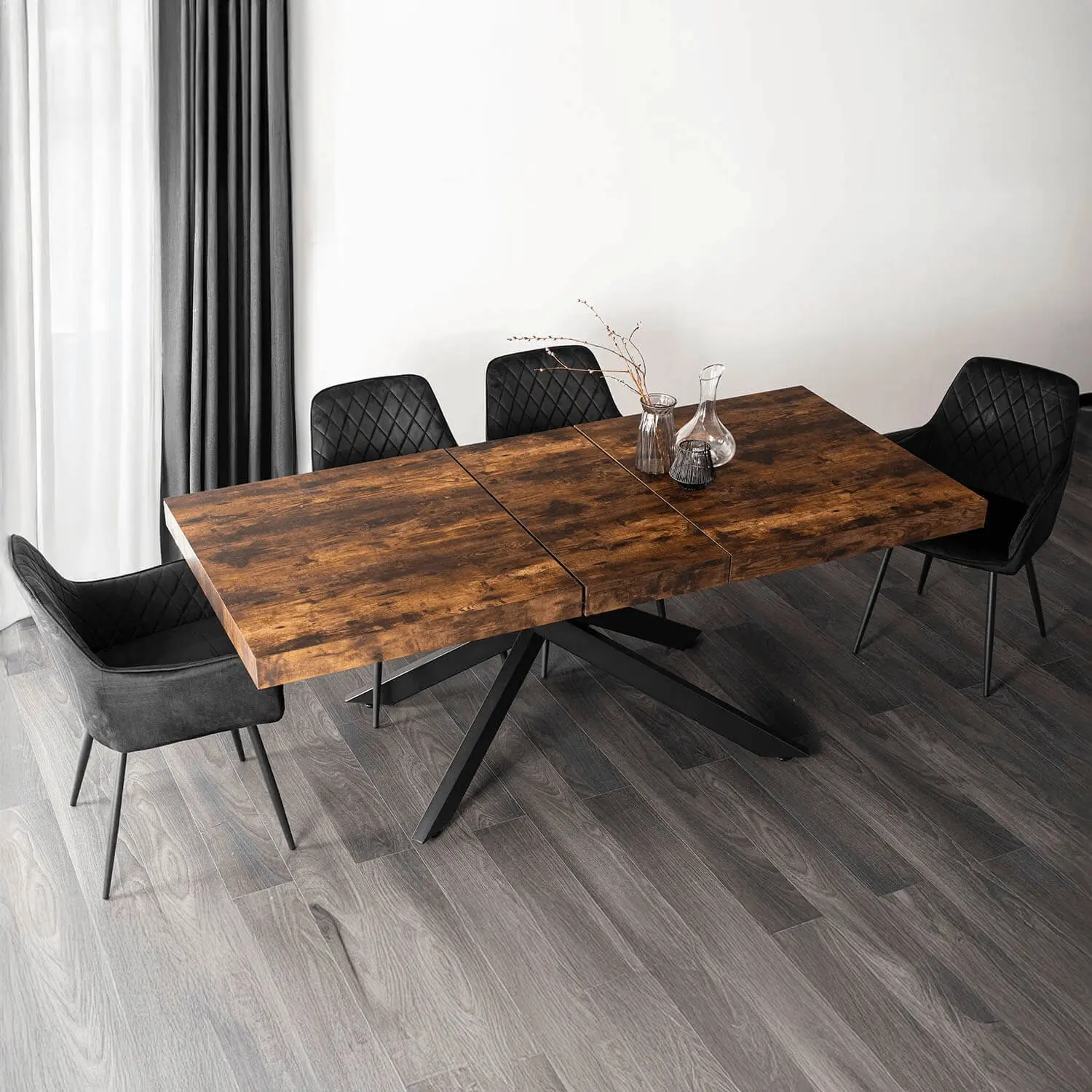 Set masa + 4 scaune Mebel Elite Hampton 160-240/Bresso (Rustic Oak/Black) - 3