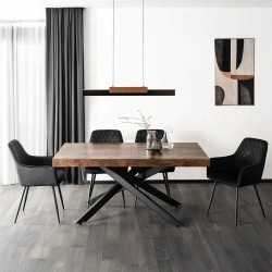 Set masa + 4 scaune Mebel Elite Hampton 160-240/Bresso (Rustic Oak/Black)