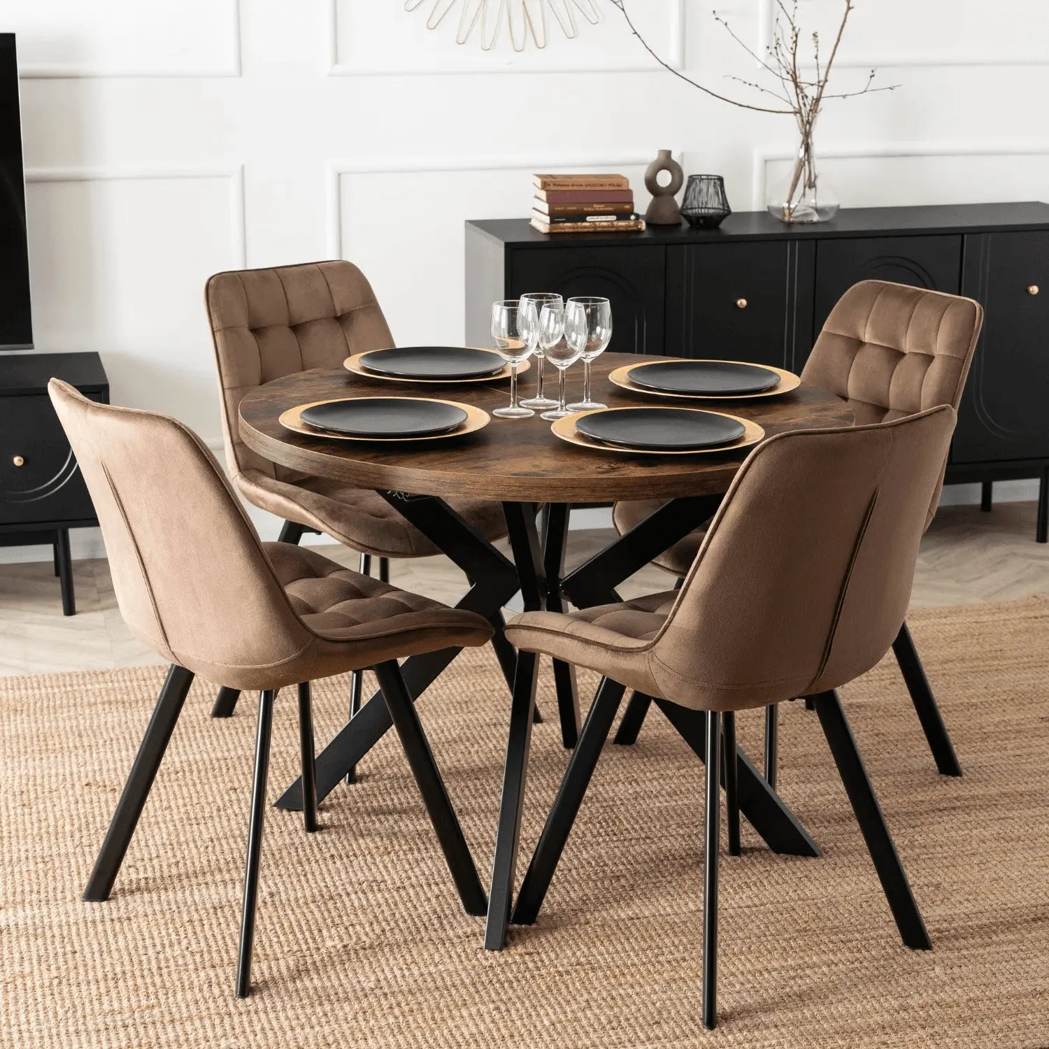 Set masa + 4 scaune Mebel Elite Lukas 100-250/Rick (Rustic Oak/Brown) - 11