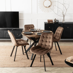 Set masa + 4 scaune Mebel Elite Lukas 100-250/Rick (Rustic Oak/Brown)