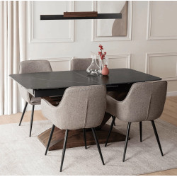 Обеденный набор 1+4 Mebel Elite Alicante 160/200 Edrick (Black/Walnut/Brown)