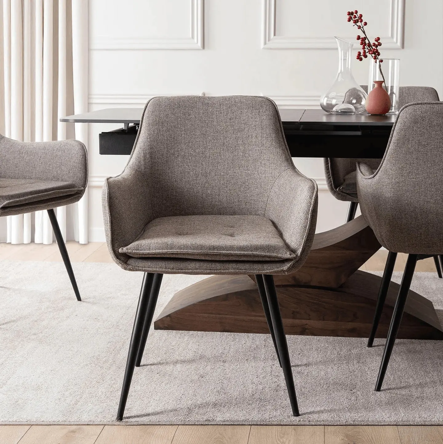 Обеденный набор 1+4 Mebel Elite Alicante 160/200 Edrick (Black/Walnut/Brown) - 7