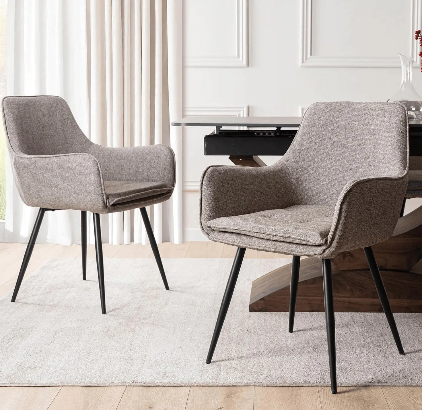 Обеденный набор 1+4 Mebel Elite Alicante 160/200 Edrick (Black/Walnut/Brown) - 8