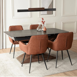 Обеденный набор 1+4 Mebel Elite Alicante 160/200 Edrick (Black/Walnut/Rude)