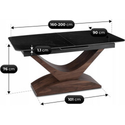 Обеденный набор 1+4 Mebel Elite Alicante 160/200 Edrick (Black/Walnut/Rude) Thumb