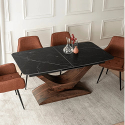 Обеденный набор 1+4 Mebel Elite Alicante 160/200 Edrick (Black/Walnut/Rude) Thumb