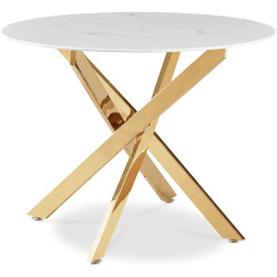 Обеденный набор 1+4 Mebel Elite Bali 100 Lucky (White Marble/Gold/Green) Thumb