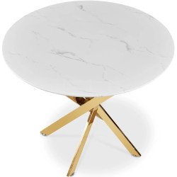 Обеденный набор 1+4 Mebel Elite Bali 100 Lucky (White Marble/Gold/Green) Thumb