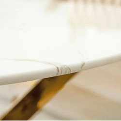 Обеденный набор 1+4 Mebel Elite Bali 100 Lucky (White Marble/Gold/Green) Thumb