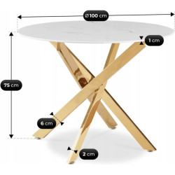 Обеденный набор 1+4 Mebel Elite Bali 100 Lucky (White Marble/Gold/Green) Thumb