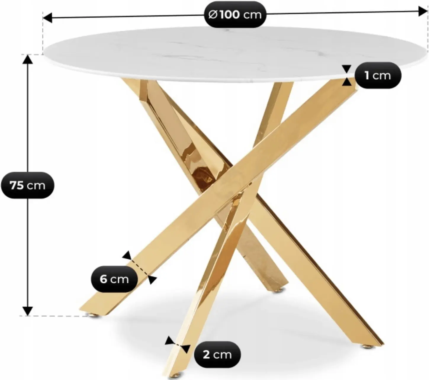 Обеденный набор 1+4 Mebel Elite Bali 100 Lucky (White Marble/Gold/Green) - 5