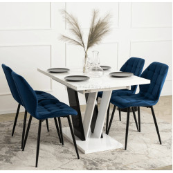 Обеденный набор 1+4 Mebel Elite Clark 120/160 Lucky (White/Black/Dark Blue)