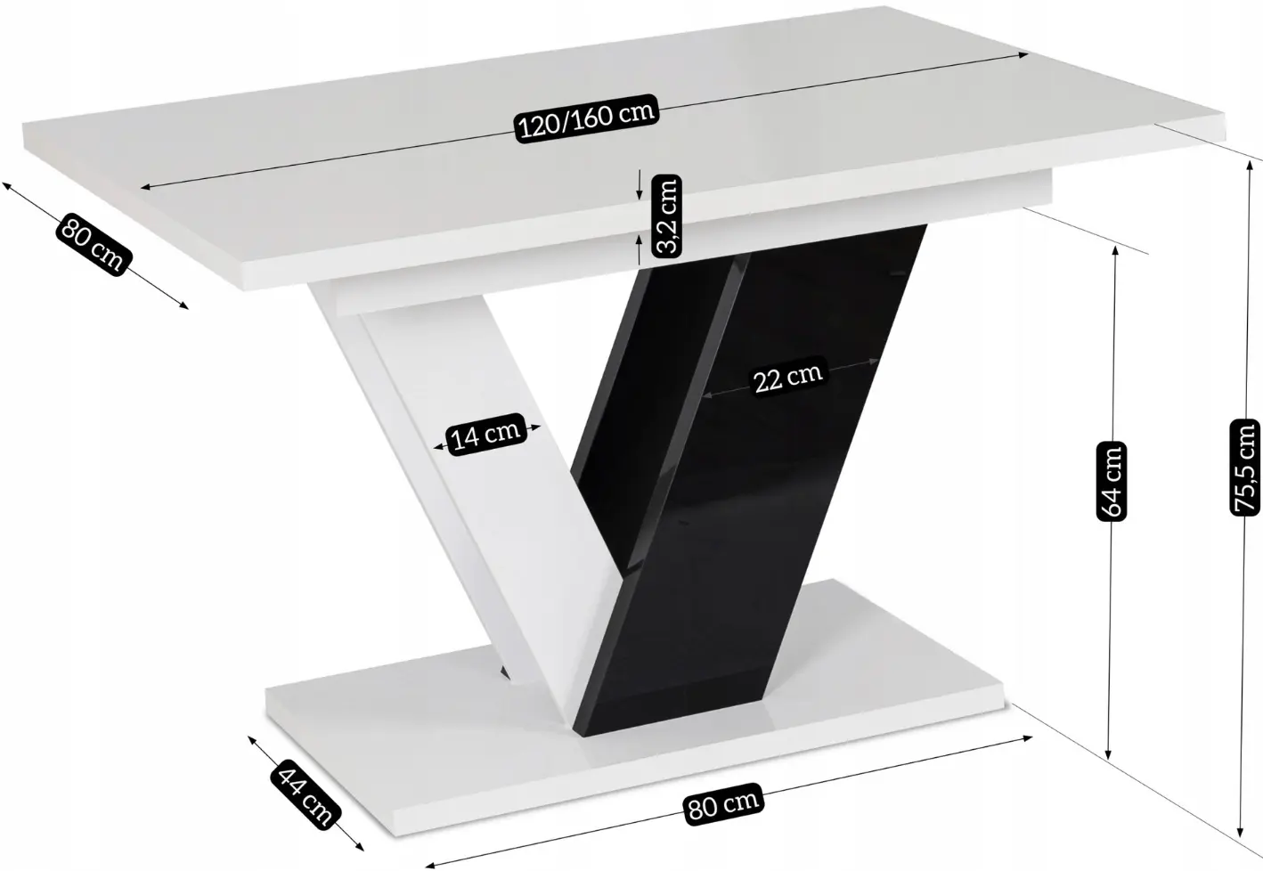 Обеденный набор 1+4 Mebel Elite Clark 120/160 Lucky (White/Black/Dark Blue) - 5