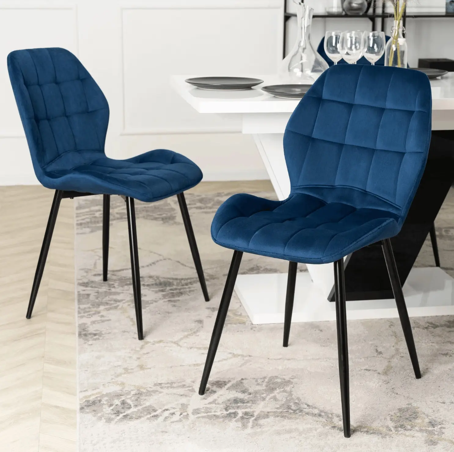 Обеденный набор 1+4 Mebel Elite Clark 120/160 Lucky (White/Black/Dark Blue) - 8