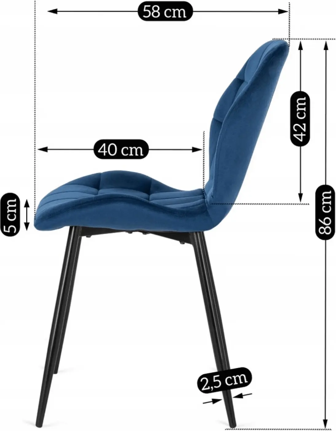 Обеденный набор 1+4 Mebel Elite Clark 120/160 Lucky (White/Black/Dark Blue) - 10