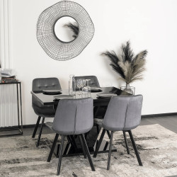 Обеденный набор 1+4 Mebel Elite Clark 120/160 Rick (Black/Grey)