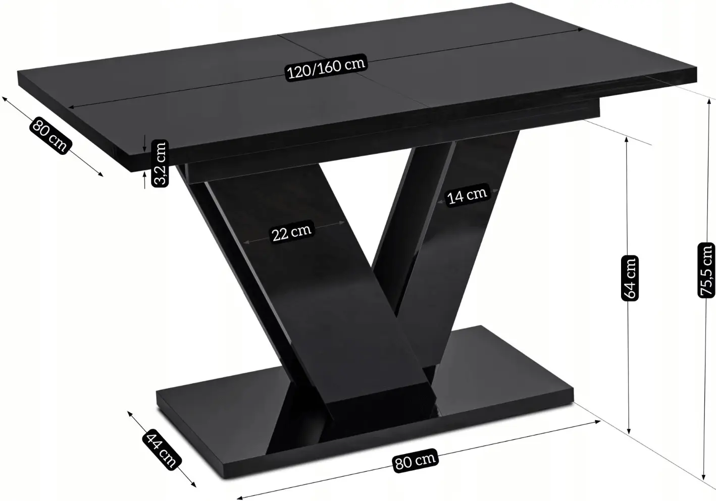 Обеденный набор 1+4 Mebel Elite Clark 120/160 Rick (Black/Grey) - 5