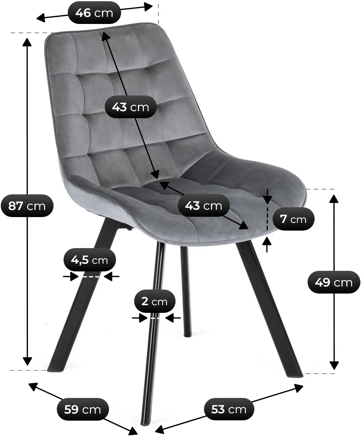 Обеденный набор 1+4 Mebel Elite Clark 120/160 Rick (Black/Grey) - 8