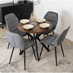 Обеденный набор 1+4 Mebel Elite Dorian 80/160 Lucky (Rustic Oak/Black/Grey)
