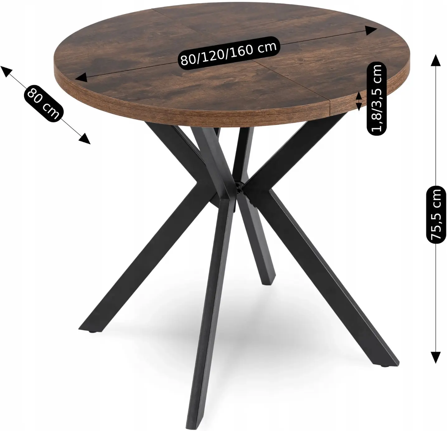 Обеденный набор 1+4 Mebel Elite Dorian 80/160 Lucky (Rustic Oak/Black/Grey) - 4