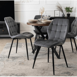 Обеденный набор 1+4 Mebel Elite Dorian 80/160 Lucky (Rustic Oak/Black/Grey) Thumb