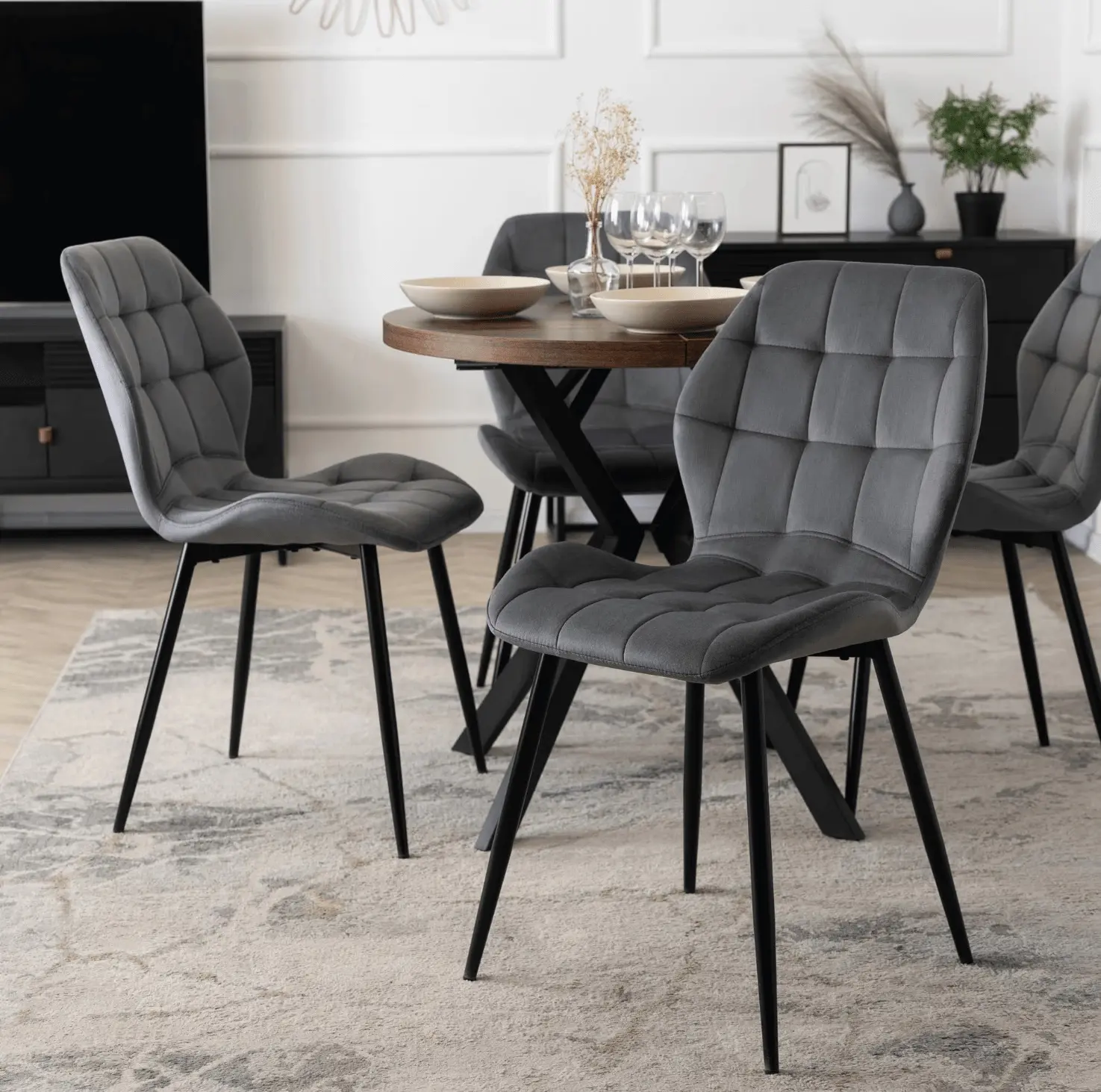 Обеденный набор 1+4 Mebel Elite Dorian 80/160 Lucky (Rustic Oak/Black/Grey) - 8