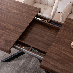 Обеденный набор 1+4 Mebel Elite Hampton 160/240 Akita (Walnut/Black/Cream) Thumb