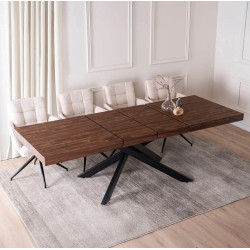 Обеденный набор 1+4 Mebel Elite Hampton 160/240 Akita (Walnut/Black/Cream) Thumb