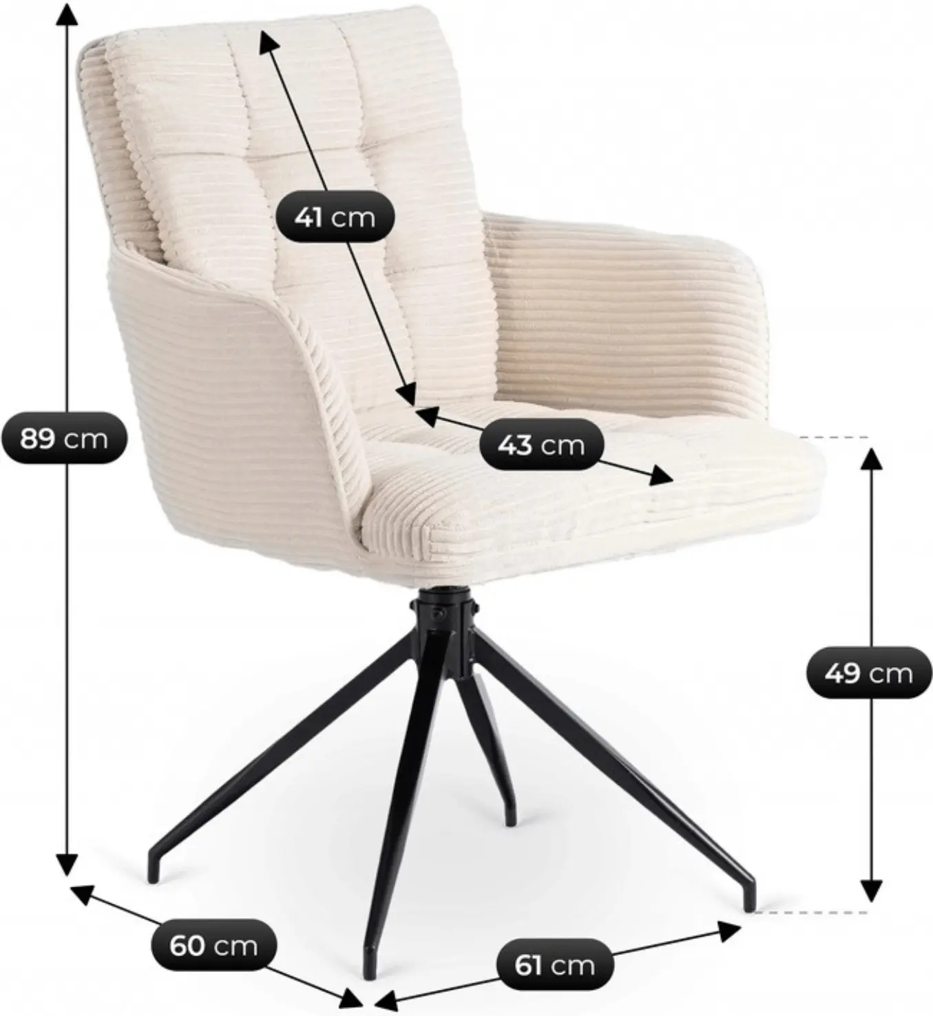 Обеденный набор 1+4 Mebel Elite Hampton 160/240 Akita (Walnut/Black/Cream) - 10