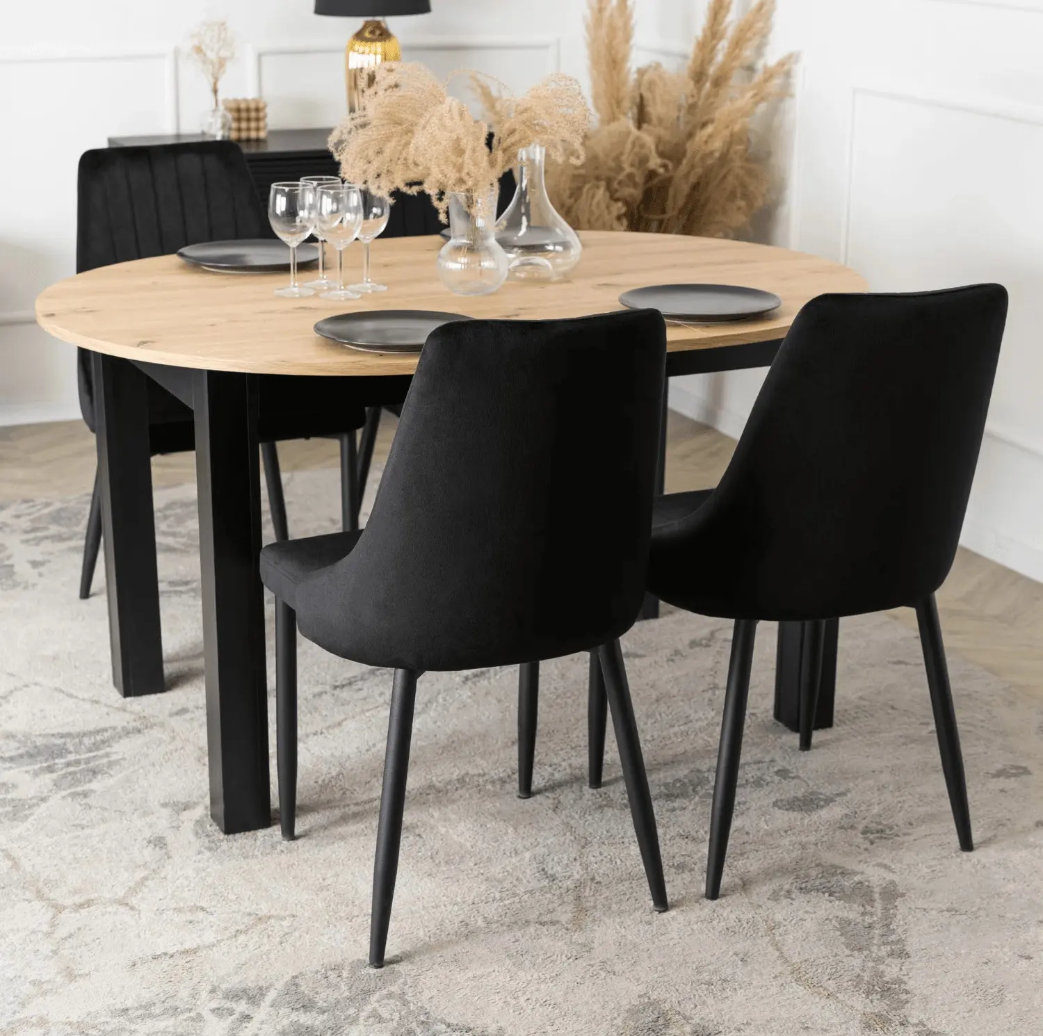 Обеденный набор 1+4 Mebel Elite Harry 102/142 Bari (Artisan Oak/Black) - 2