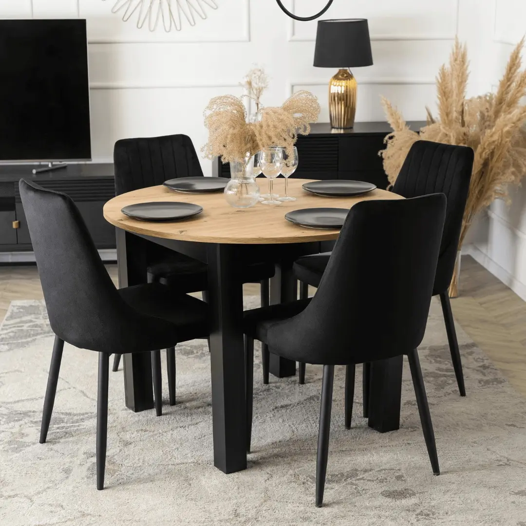 Обеденный набор 1+4 Mebel Elite Harry 102/142 Bari (Artisan Oak/Black)