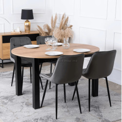 Обеденный набор 1+4 Mebel Elite Harry 102/142 Chris (Craft Oak/Black/Grey)