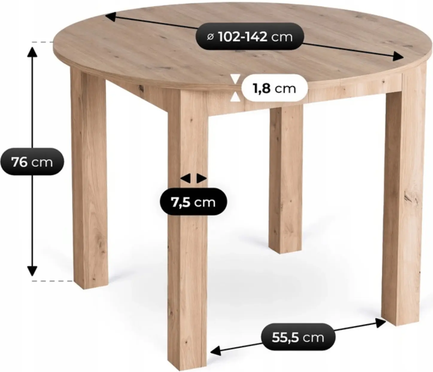 Обеденный набор 1+4 Mebel Elite Harry 102/142 Fredy (Artisan Oak/Grey) - 5