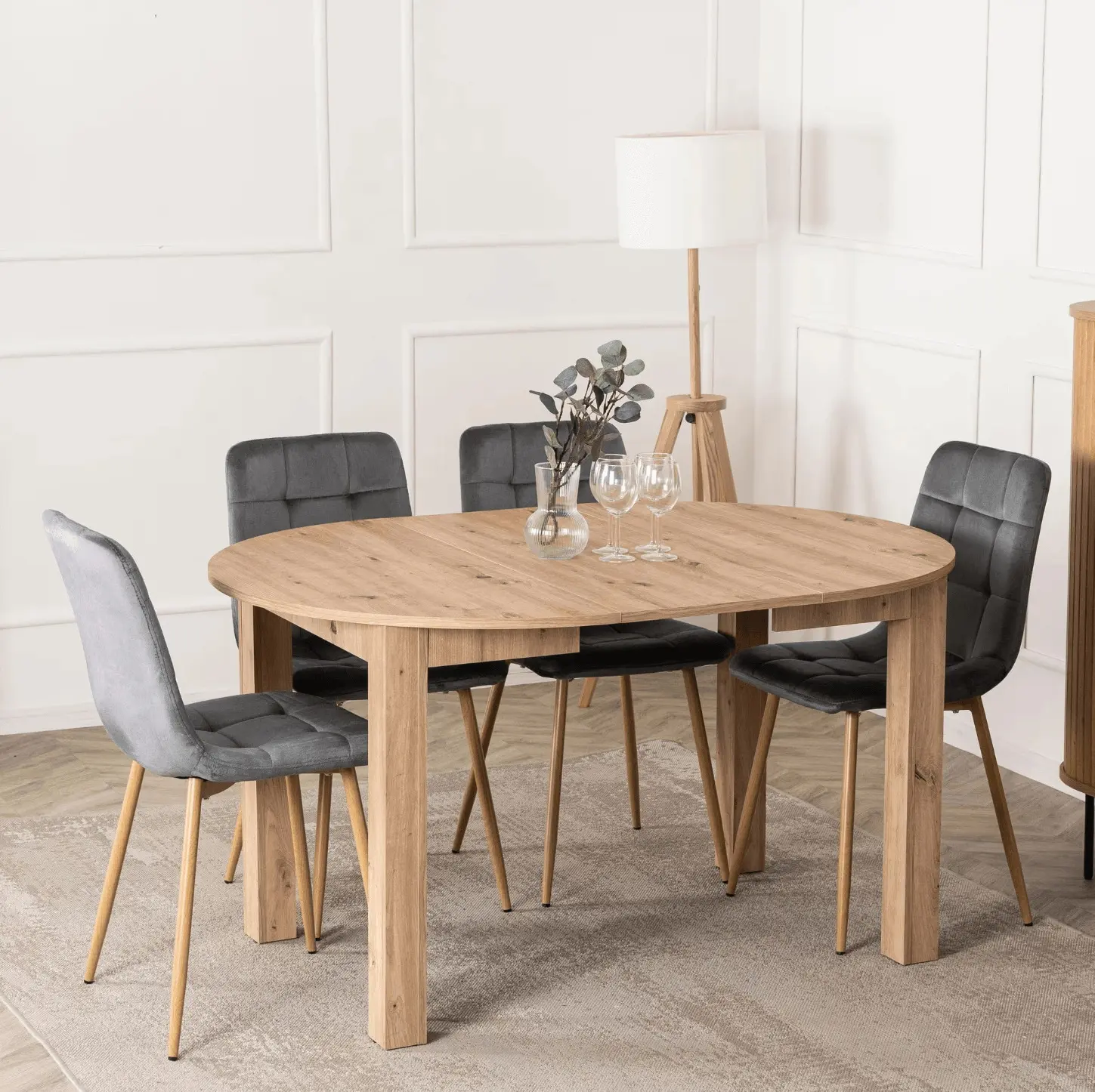 Обеденный набор 1+4 Mebel Elite Harry 102/142 Fredy (Artisan Oak/Grey) - 10