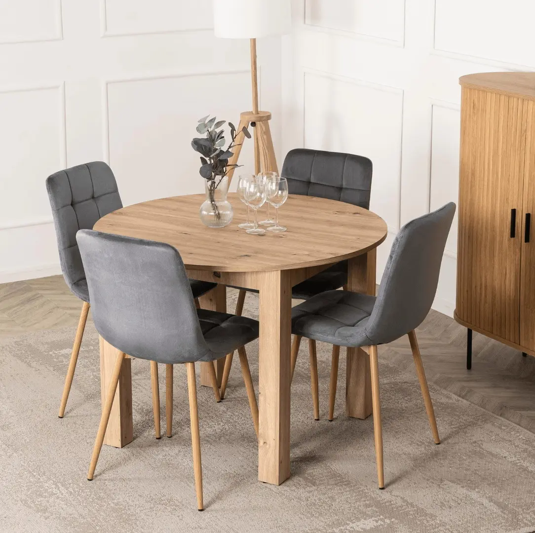 Обеденный набор 1+4 Mebel Elite Harry 102/142 Fredy (Artisan Oak/Grey)