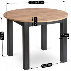 Обеденный набор 1+4 Mebel Elite Harry 102/142 Peru (Craft Oak/Black) Thumb