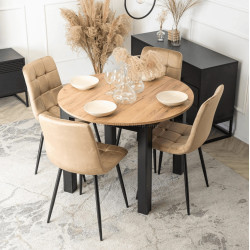 Обеденный набор 1+4 Mebel Elite Harry 102/142 Peru (Craft Oak/Black/Beige)