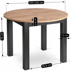 Обеденный набор 1+4 Mebel Elite Harry 102/142 Peru (Craft Oak/Black/Beige) Thumb