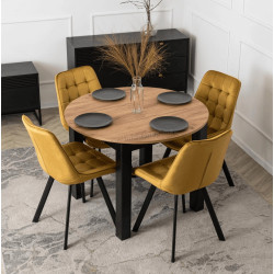 Обеденный набор 1+4 Mebel Elite Harry 102/142 Rick (Craft Oak/Black/Mustard)