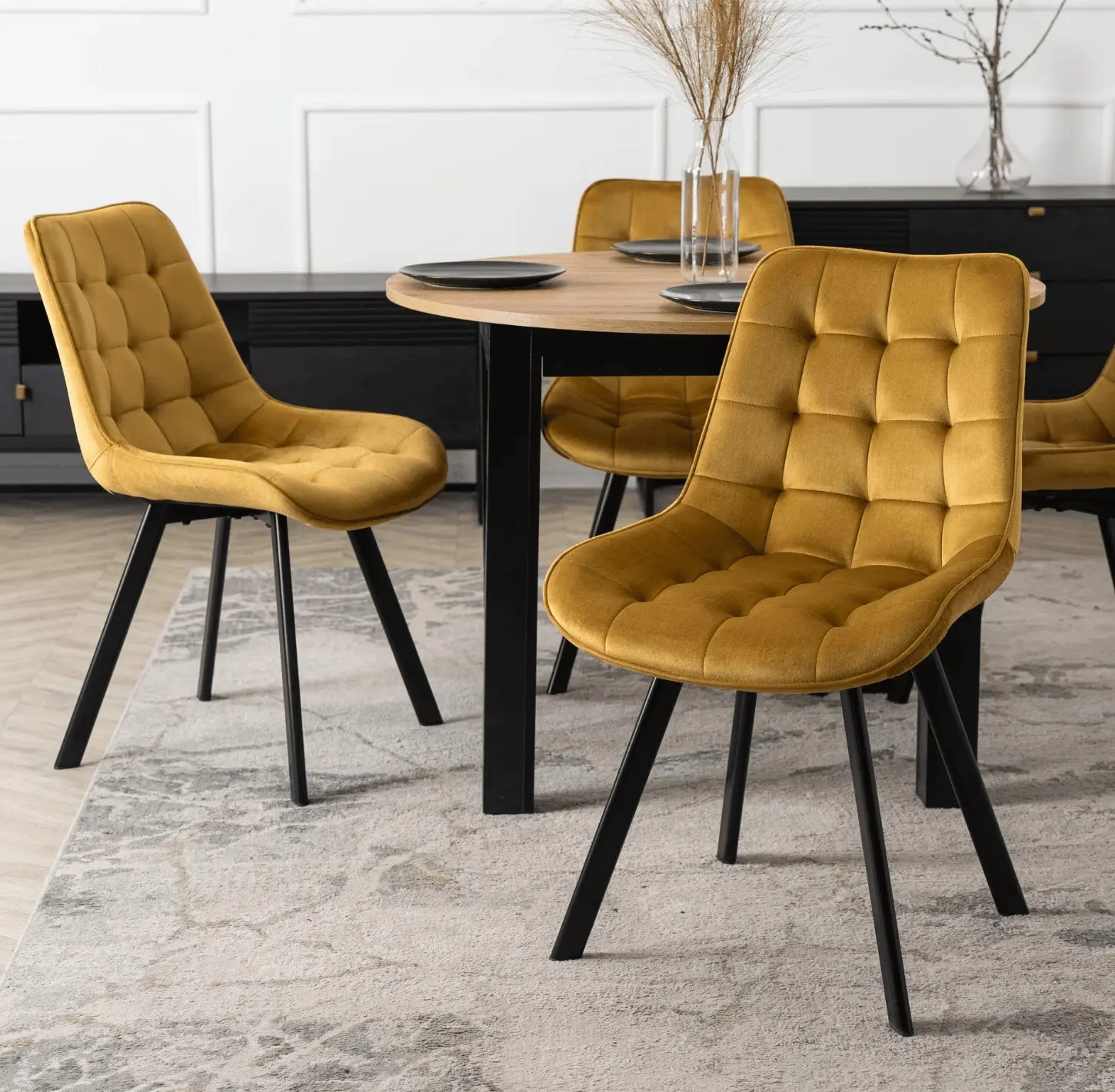 Обеденный набор 1+4 Mebel Elite Harry 102/142 Rick (Craft Oak/Black/Mustard) - 8