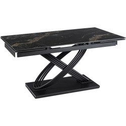 Обеденный набор 1+4 Mebel Elite Ibiza 160/240 Mumbai (Black Marble/Black/Cream) Thumb