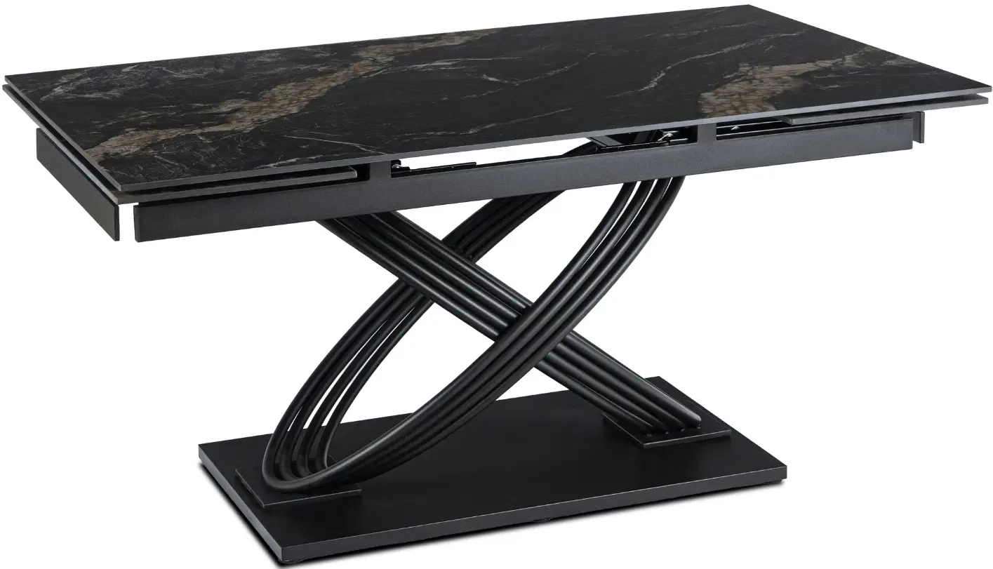 Обеденный набор 1+4 Mebel Elite Ibiza 160/240 Mumbai (Black Marble/Black/Cream) - 2