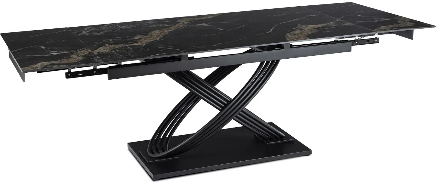 Обеденный набор 1+4 Mebel Elite Ibiza 160/240 Mumbai (Black Marble/Black/Cream) - 3