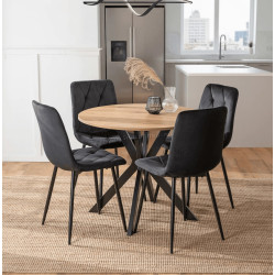 Обеденный набор 1+4 Mebel Elite Lauren 90 Robin (Golden Oak/Black)